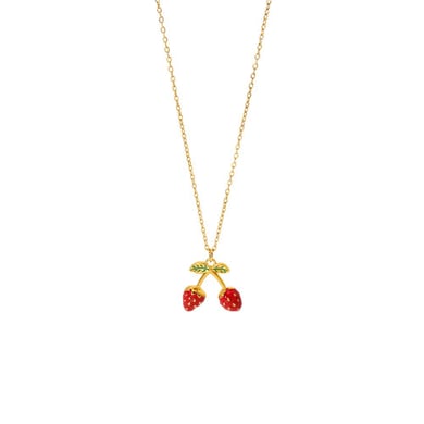 Romantic Series Sweet Cherry Stainless Steel  Gold Color  Women's Pendant Necklaces h5 Picture5