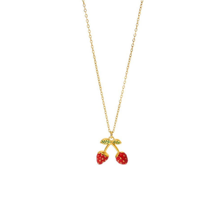 Romantic Series Sweet Cherry Stainless Steel  Gold Color  Women's Pendant Necklaces Picture5