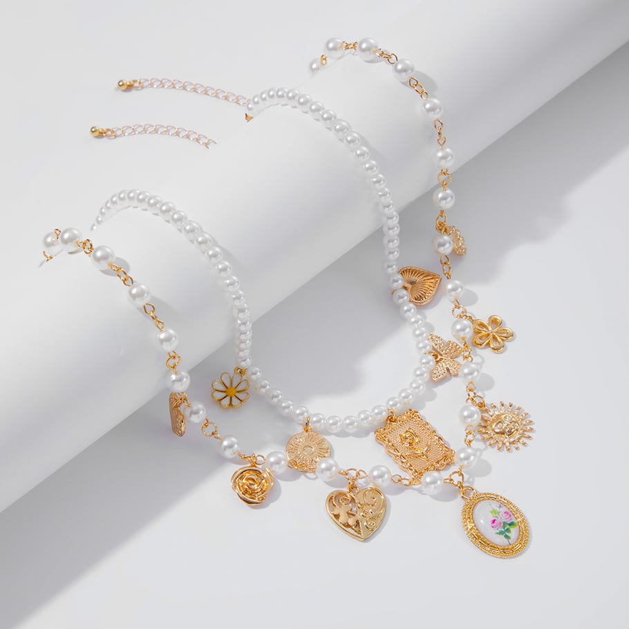 Retro Heart Alloy Layered Necklaces Picture5