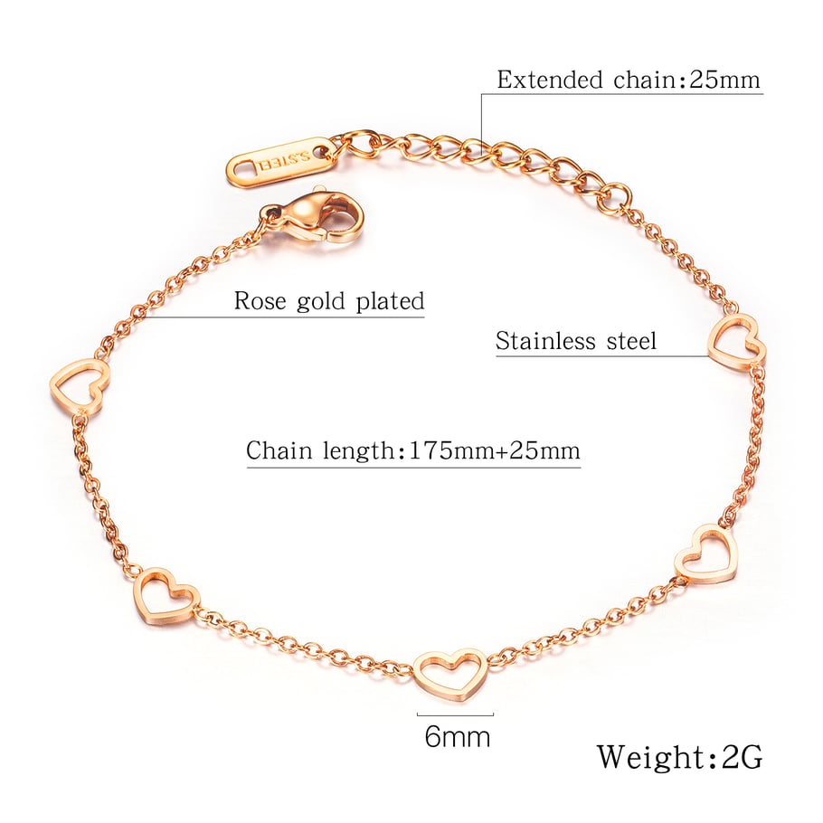 Einfache Herz-Kettenarmbänder aus Edelstahl Bild2