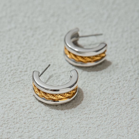 Pendientes geométricos clásicos de acero inoxidable en colores variados 2