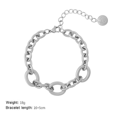 Shining Oval Stainless Steel Gold Color Women's Chain Bracelets h5 Picture2