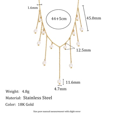 Einfache Serie Elegante Perlen Edelstahl Damen Kette Halsketten h5 Bild4