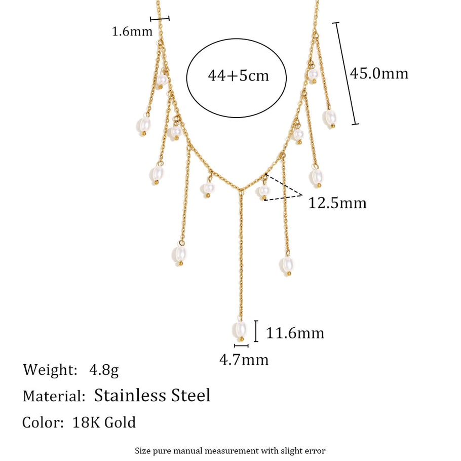 Einfache Serie Elegante Perlen Edelstahl Damen Kette Halsketten Bild4