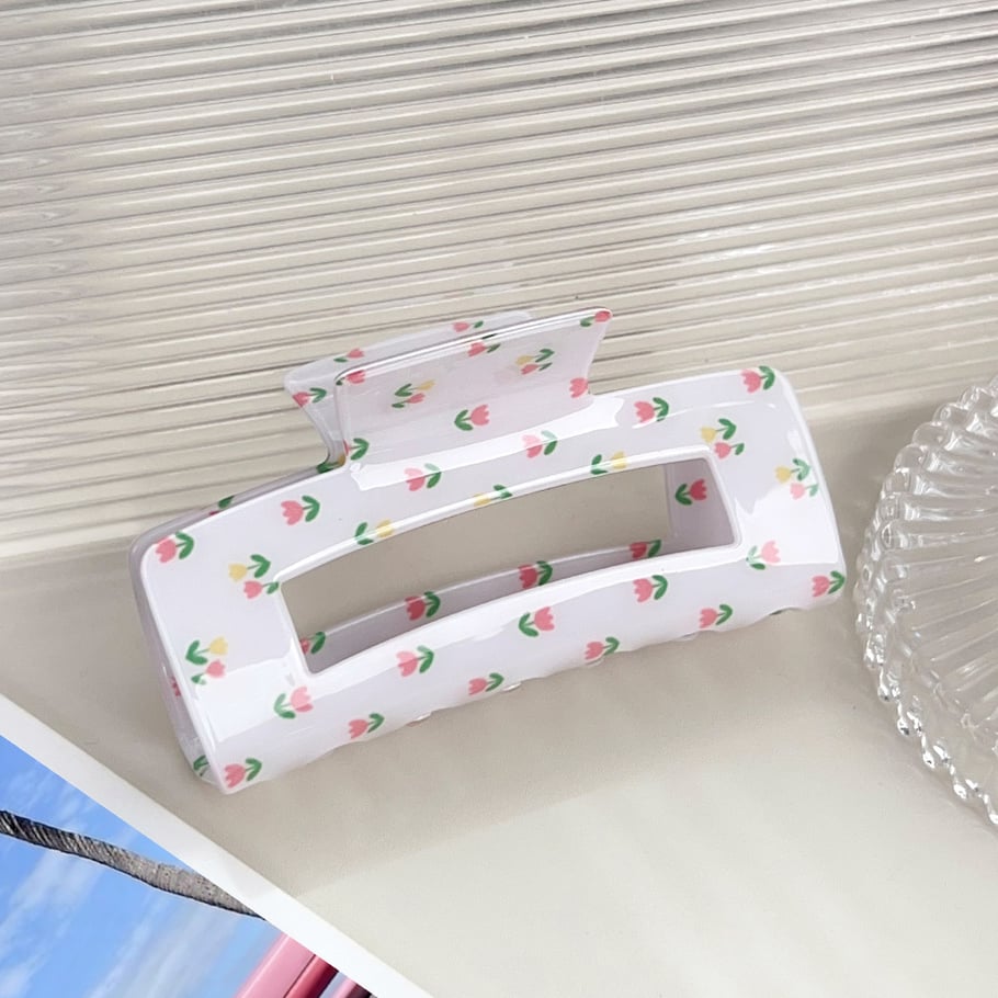 1 Paar Simple Series Casual Flower PVC Damen Haarklammern 