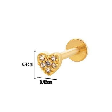 1 Pair Simple Series Daily Heart Copper   Gold Color  Zircon Women's Piercings Earrings h5 Picture2