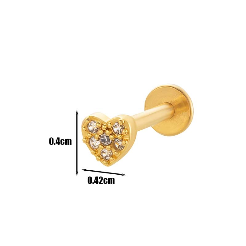 1 Pair Simple Series Daily Heart Copper   Gold Color  Zircon Women's Piercings Earrings Picture2