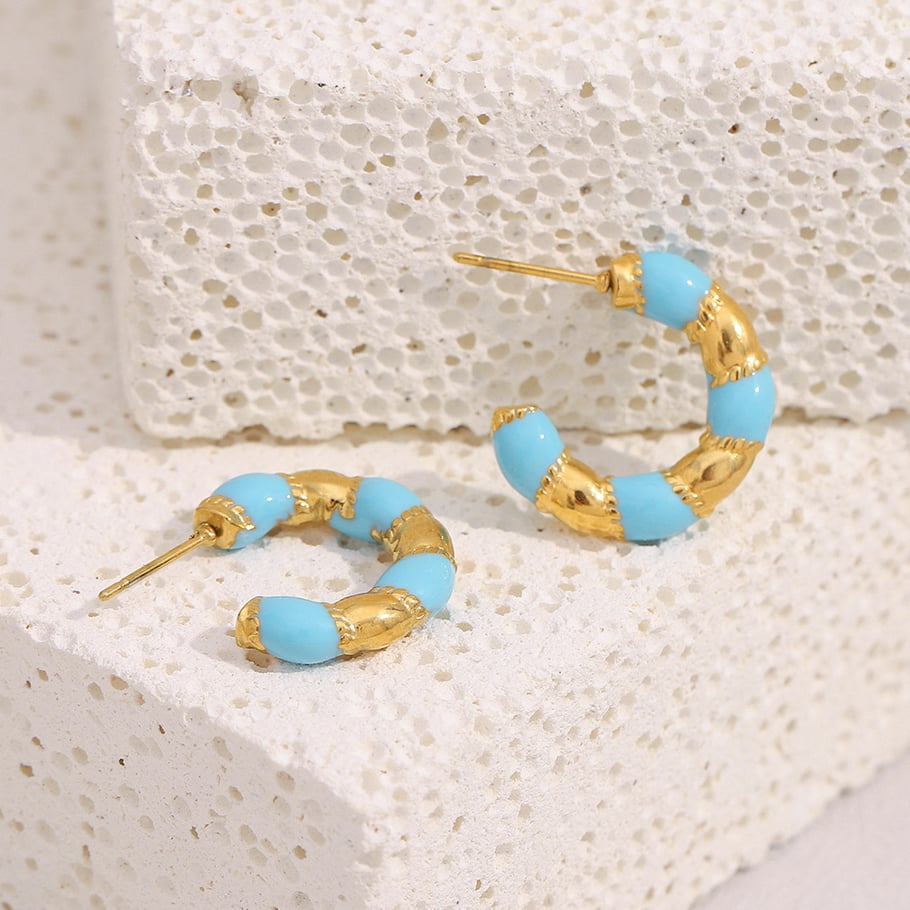 Pendientes elegantes de mujer con bloqueo de color retro Imagen5