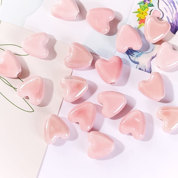 1 pièce de perle en céramique rose pour bijoux à faire soi-même