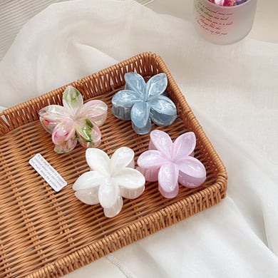 1 Paar Simple Series Süße Blumenharz Damen Haarklammern h5 Bild3