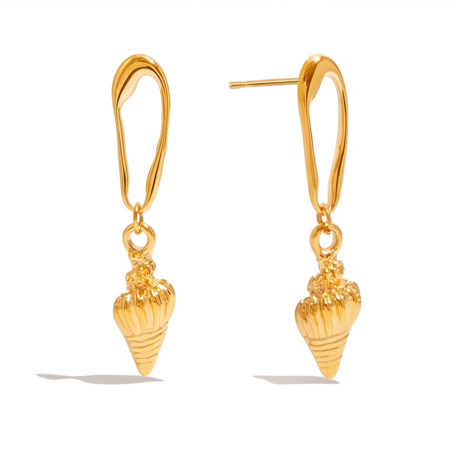Whelk Stainless Steel Gold Color Drop Earrings Picture5
