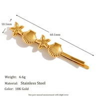 Starfish Scallop Hair Clip - Gold Picture4