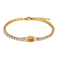 3MM Zirkonia Armband - Goud en Wit Afbeelding2