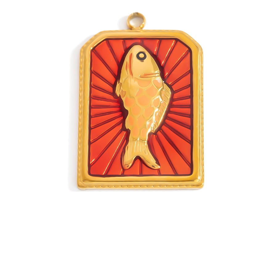 Vivid Fish Edelstahl Goldfarben Damenanhänger Bild5