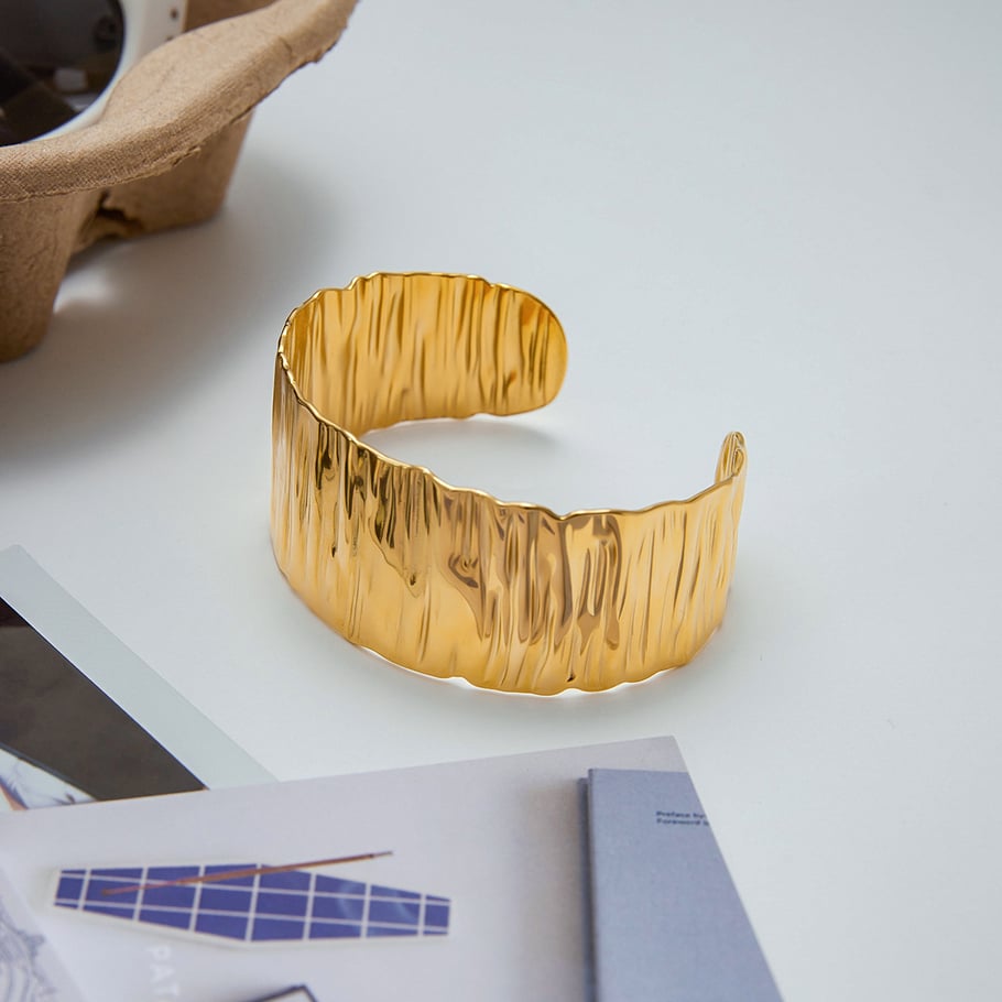 Solid Color Stainless Steel Gold Color Cuff Bracelets Picture6