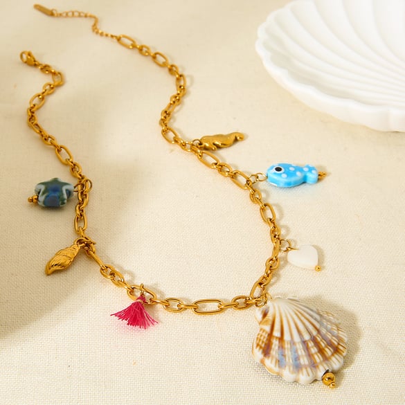 Luxuriöse Serie Vacation Turtle Edelstahl Gold Farbe Damen Anhänger Halsketten 2