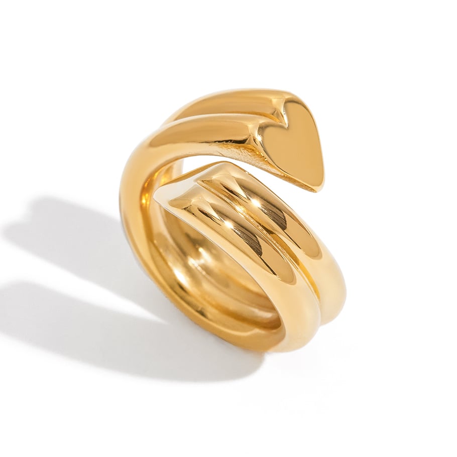 Simple Heart Stainless Steel Gold Color Minimalist Rings 