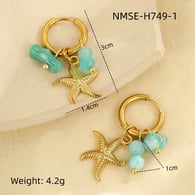 NMSE-H749-1 Dokulu Deniz Yıldızı Küpeleri Resim7