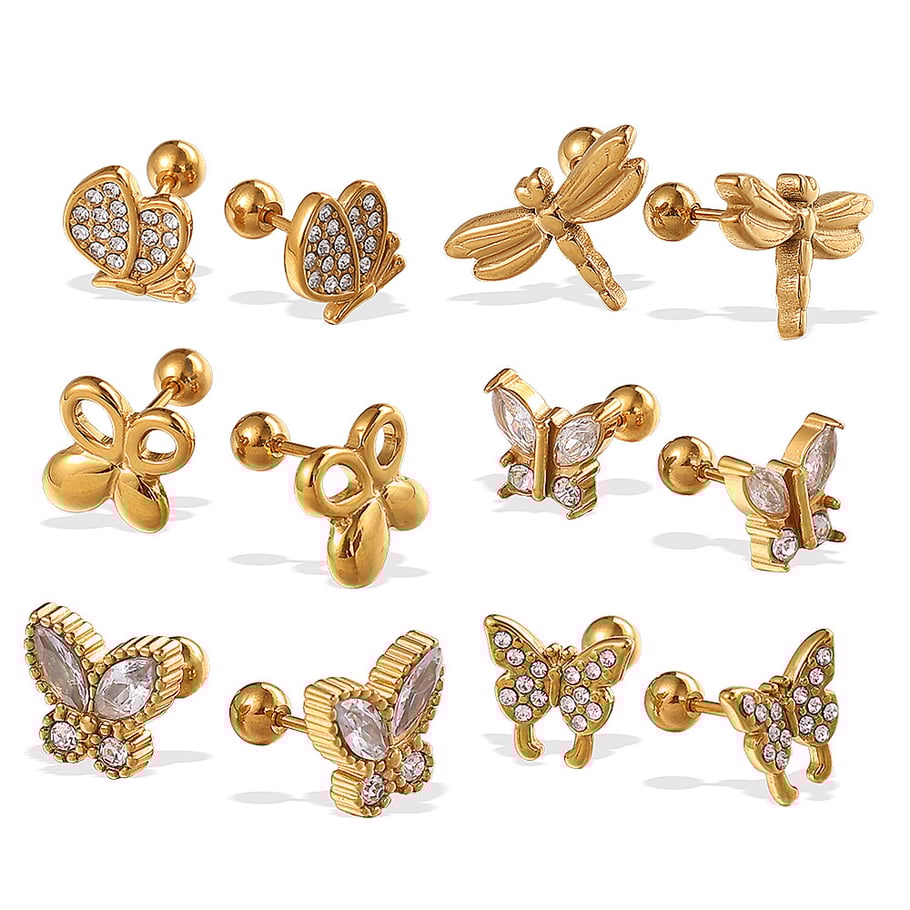 Animal Stainless Steel Gold Color Piercings Earrings h5Picture4