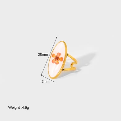 1 Paar Statement-Ringe aus Edelstahl der Romantischen Serie mit eleganten Blumen in Goldfarbe h5 