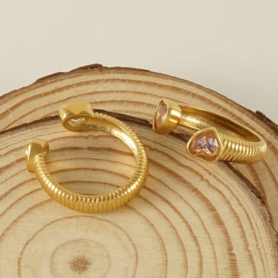Anelli con pietre preziose color oro in acciaio inossidabile a forma di cuore h5 Immagine4