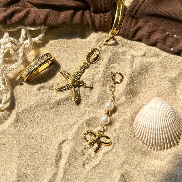 Ciondoli bikini color oro in acciaio inossidabile con nodo a fiocco in stile Ins 2
