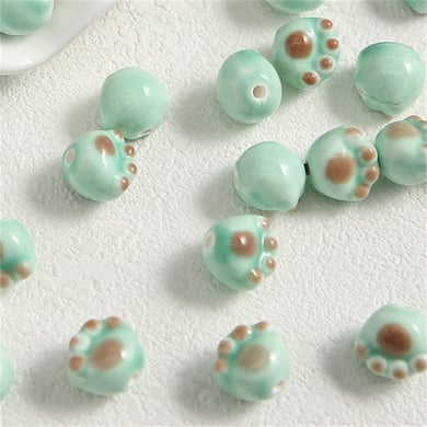 1 pieza de cuentas de cerámica de la serie verde para joyería DIY h5 Imagen3