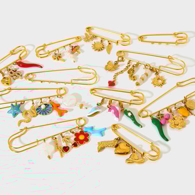 1 paio di spille in acciaio inossidabile color oro con motivo floreale giornaliero della serie lussuosa h5 Immagine2