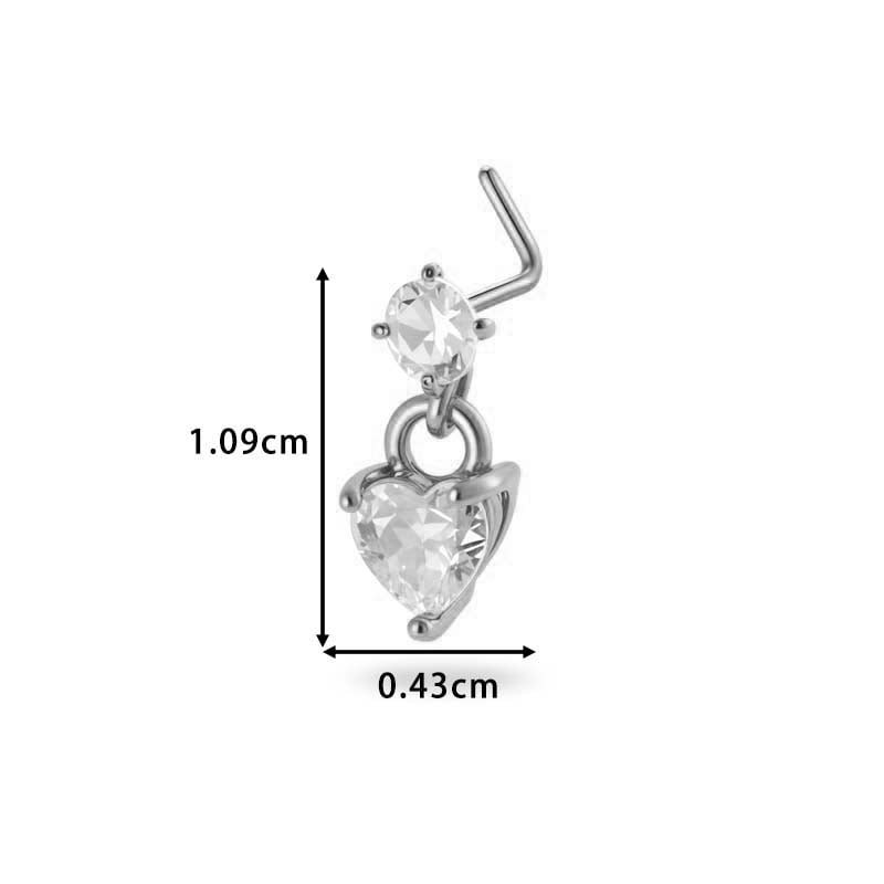 1 paire de piercings de nez pour femme en forme de cœur simple, couleur cuivre et or, zircone Image2
