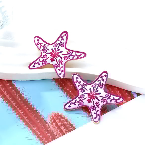 Vacation Alloy Starfish Stud Earrings 2