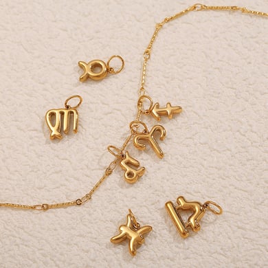 Ciondoli in acciaio inossidabile color oro con i dodici segni zodiacali h5 Immagine2