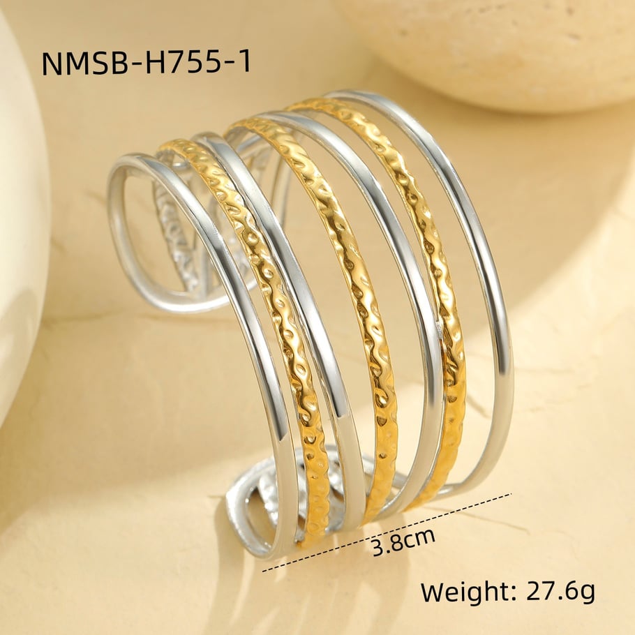 Pulseras de acero inoxidable geométricas de lujo para mujer Imagen2