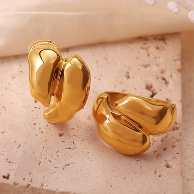 Anello semplice in acciaio inossidabile color oro con torsione h5 Immagine3