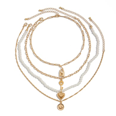 Retro Heart Iron Layered Necklaces h5 