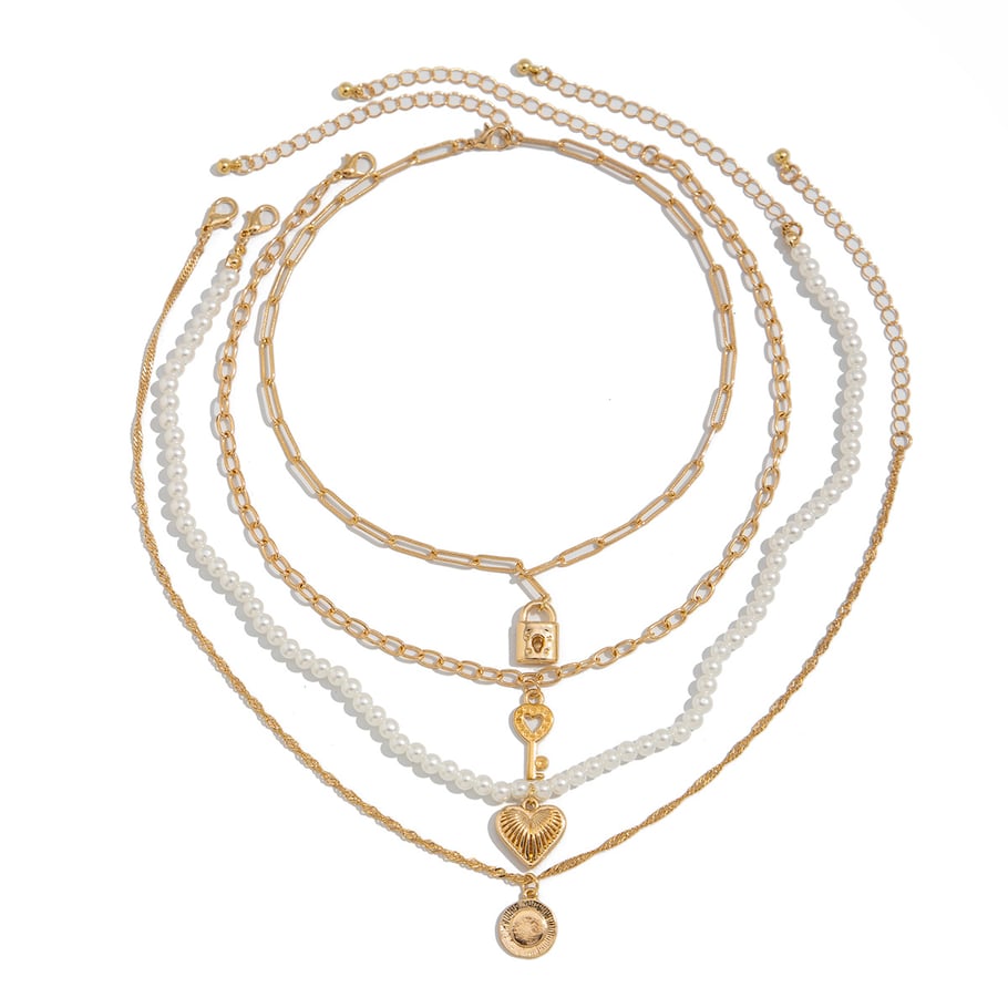 Retro Heart Iron Layered Necklaces 