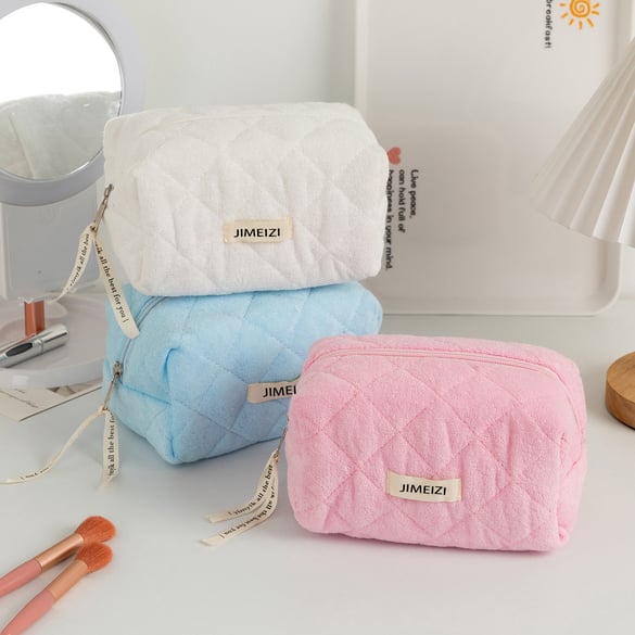 Trousses de maquillage décontractées en polyester de couleur unie pour femmes de la série Simple