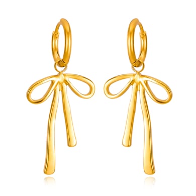 1 Pair Simple Series Daily Bow Knot Stainless Steel   Gold Color  Women's Drop Earrings h5 