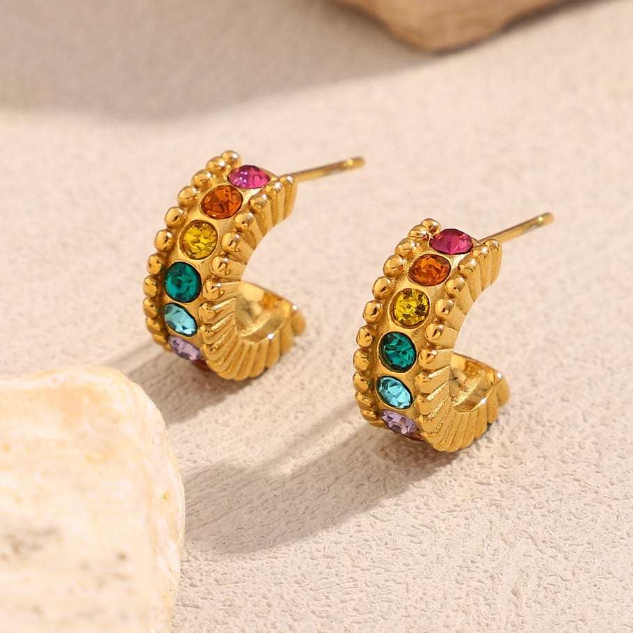 1 Piece Luxurious Series Elegant Solid Color Stainless Steel Women's Stud Earrings h5Picture3