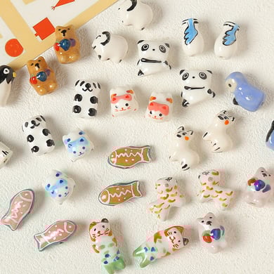 1 pièce de perle en céramique en forme d&#39;animal mignon pour bijoux à faire soi-même h5 Image2