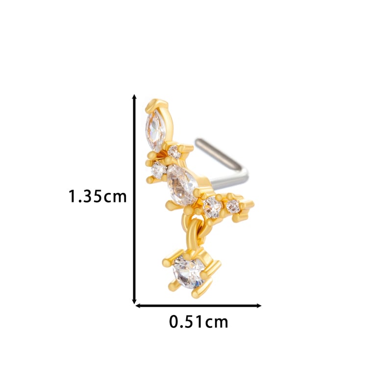1 pièce de piercing de nez géométrique en cuivre doré et zircon pour femme Image2