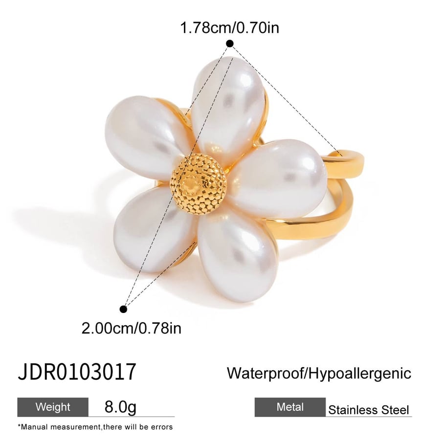 Romantic Flower Stainless Steel Gold Color Statement Ring Picture2