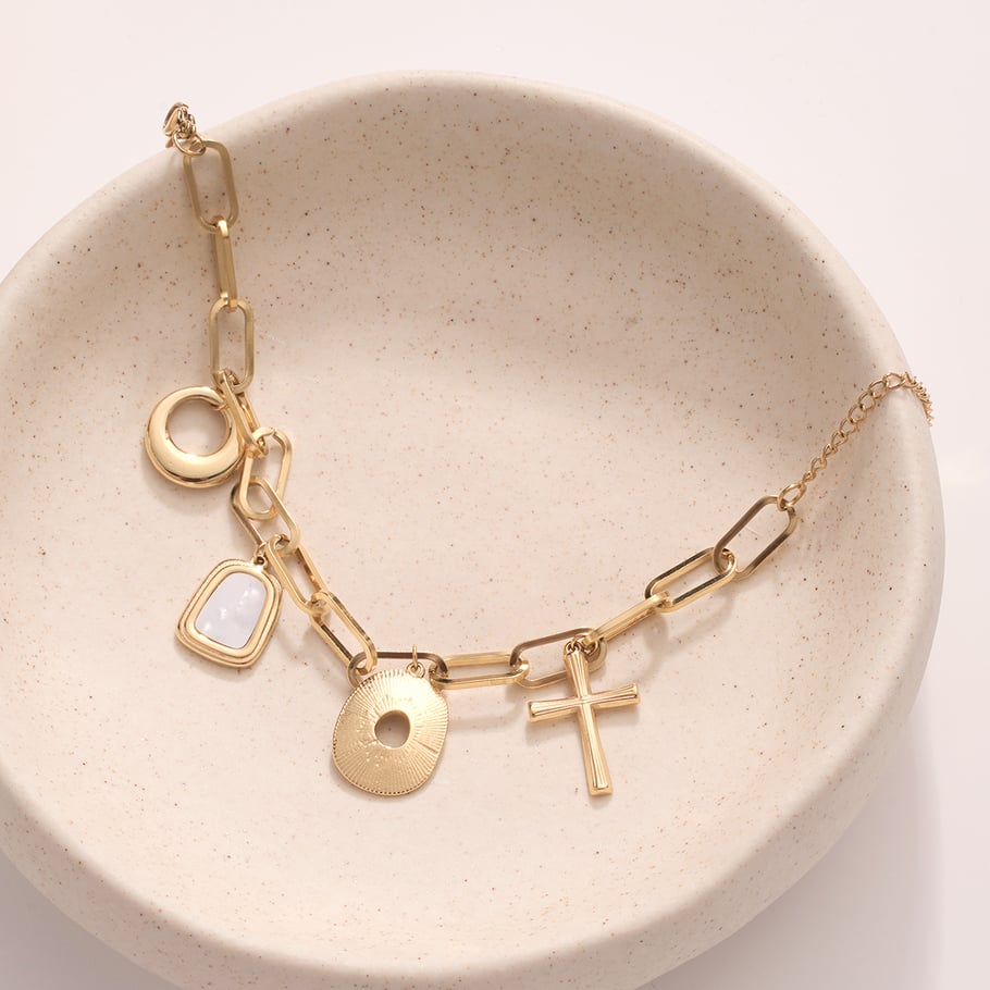 Classic Elegant Geometric Stainless Steel Gold Color Women's Charm Bracelets Picture4