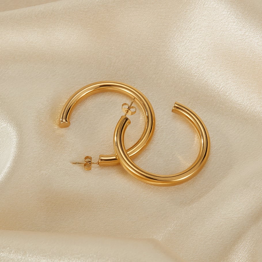 1 Paar Simple Series Tägliche geometrische Edelstahl Goldfarbene Damen-Ohrstecker Bild8