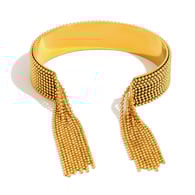 Bracciale largo con nappe di perline - Oro Immagine2
