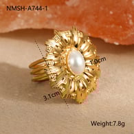 NMSH-A744-1 Dantel İnci Yüzük/One size Resim5