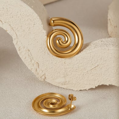 1 par de aretes de botón de acero inoxidable dorados con diseño de tortuga de la serie Simple Daily para mujer h5 Imagen4
