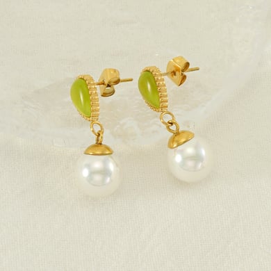 Eleganti orecchini pendenti in acciaio inossidabile color oro h5 Immagine3