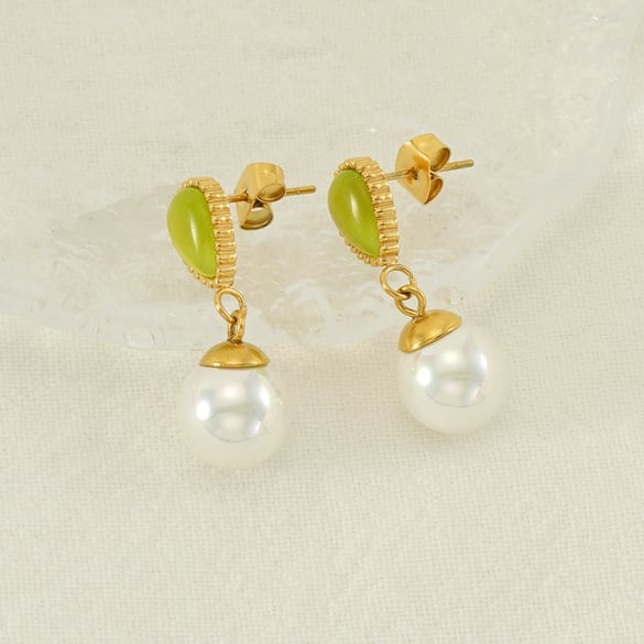Boucles d&#39;oreilles pendantes élégantes en acier inoxydable couleur or 2