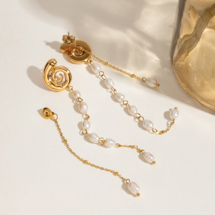 Elegante Quaste Edelstahl Gold Farbe Baumeln Ohrringe Bild5