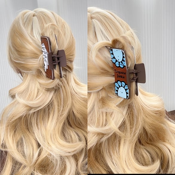 Fermagli per capelli da donna in resina colorata mista retrò, serie semplice 2